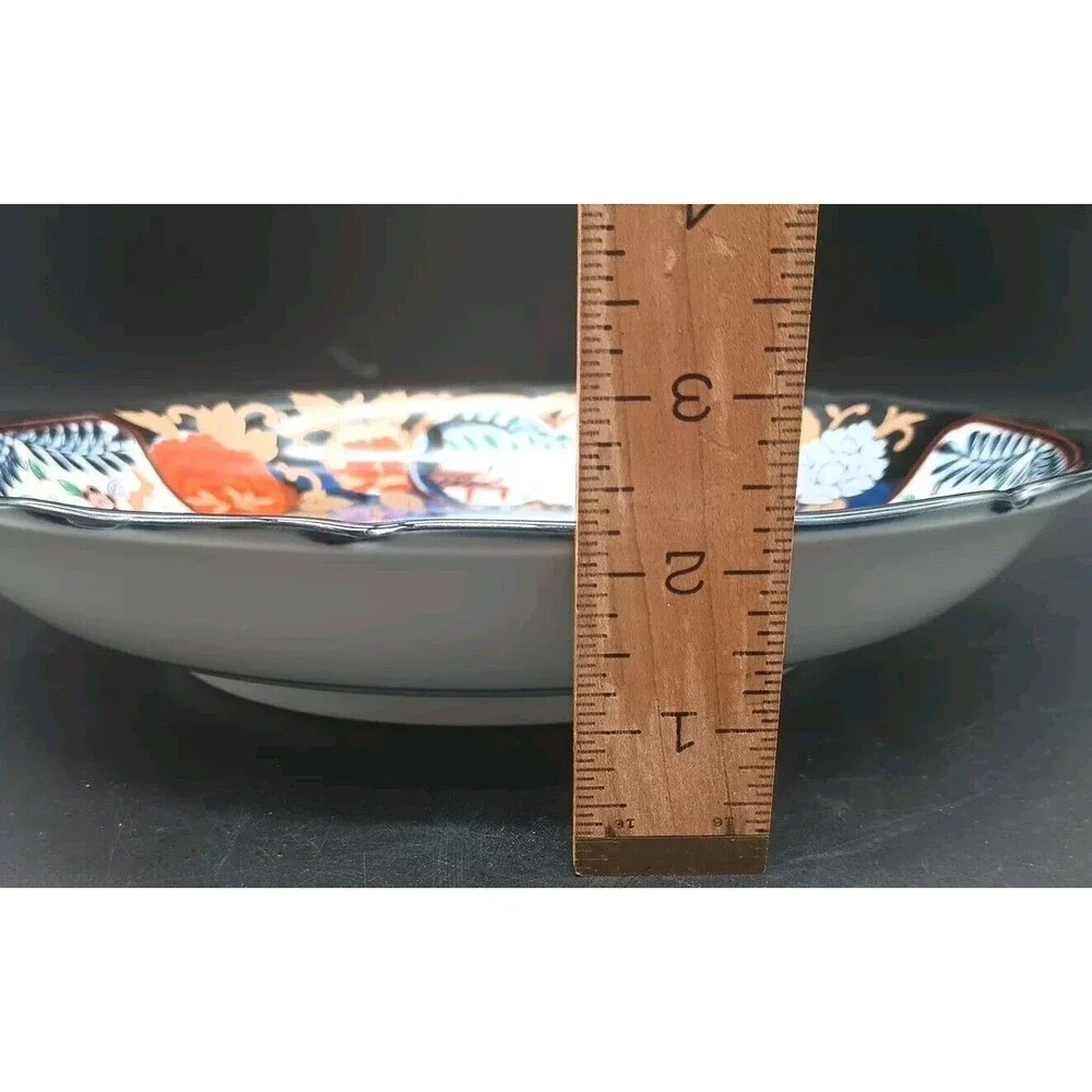 Utsuwa Japan Imari Serving Bowl Chrysanthemum Scalloped Rim Gold 12.25